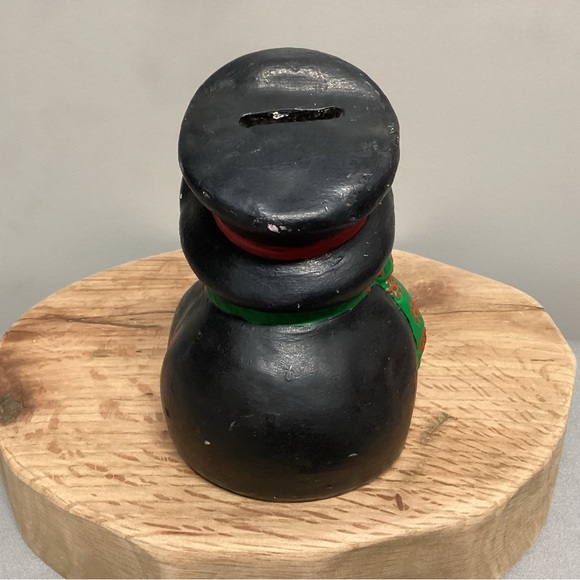 🔴 Vintage Christmas Snowman Piggy/Coin Bank with Stopper - Ceramic Crafted - Picture 4 of 13